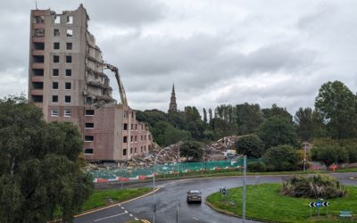 Irvine tower blocks come down